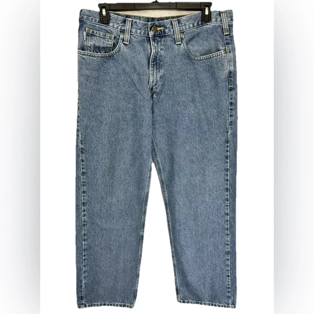 Carhartt Jeans Mens 38x30 Blue Relaxed Fit Denim Workwear 100% Cotton B460DPS